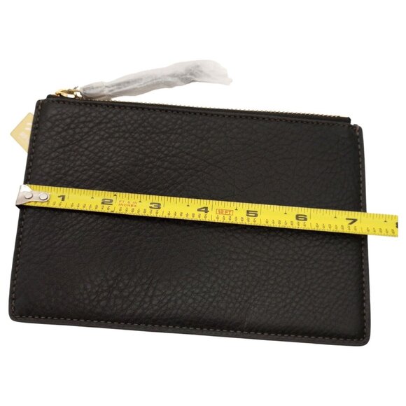 FOSSIL Pouch Purse RFID Black Leather Clutch Bag Hand Held Wallet Zip Pouch - Picture 15 of 16
